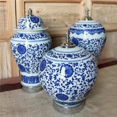 和唐家居 新中式家居饰品 元青花陶瓷罐摆件