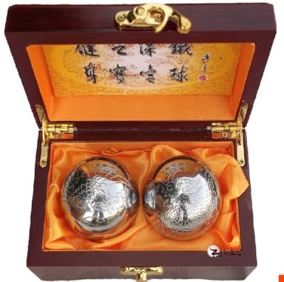 保定鐵球保健手球 55mm雕刻龍鳳圖案 鍍鉻